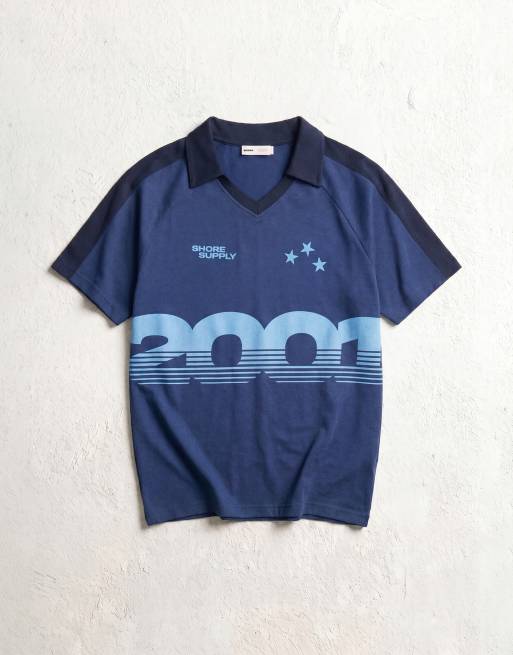 Bershka - Poloshirt met retroprint in marineblauw, 4 van 4