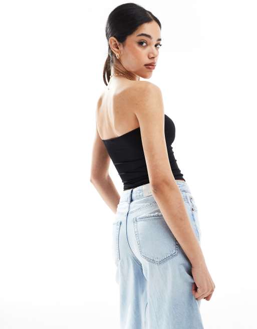 Bershka - Top bandeau en polyamide - Noir