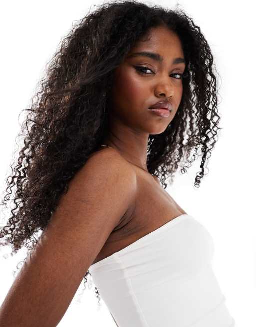 Bershka polyamide bandeau top in white