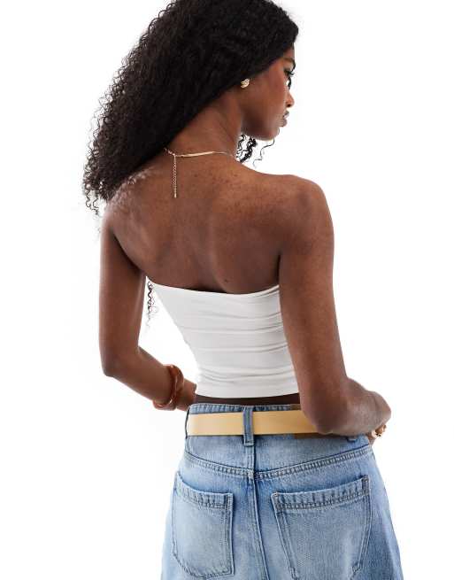 Bershka polyamide bandeau top in white