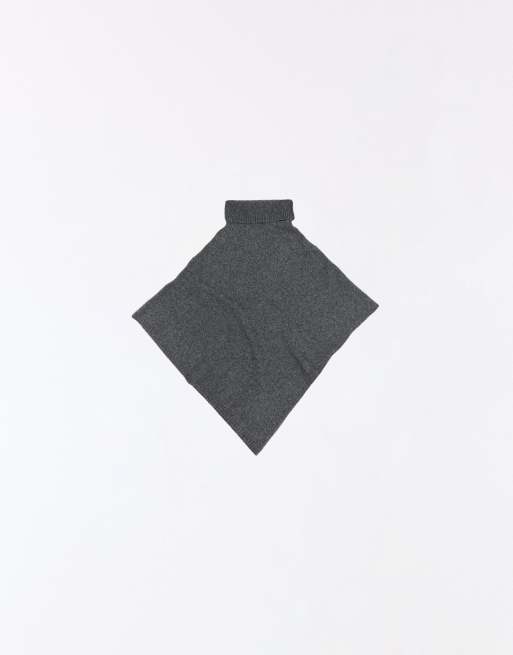 Bershka poncho en maille à col montant gris foncé, 4 de 5
