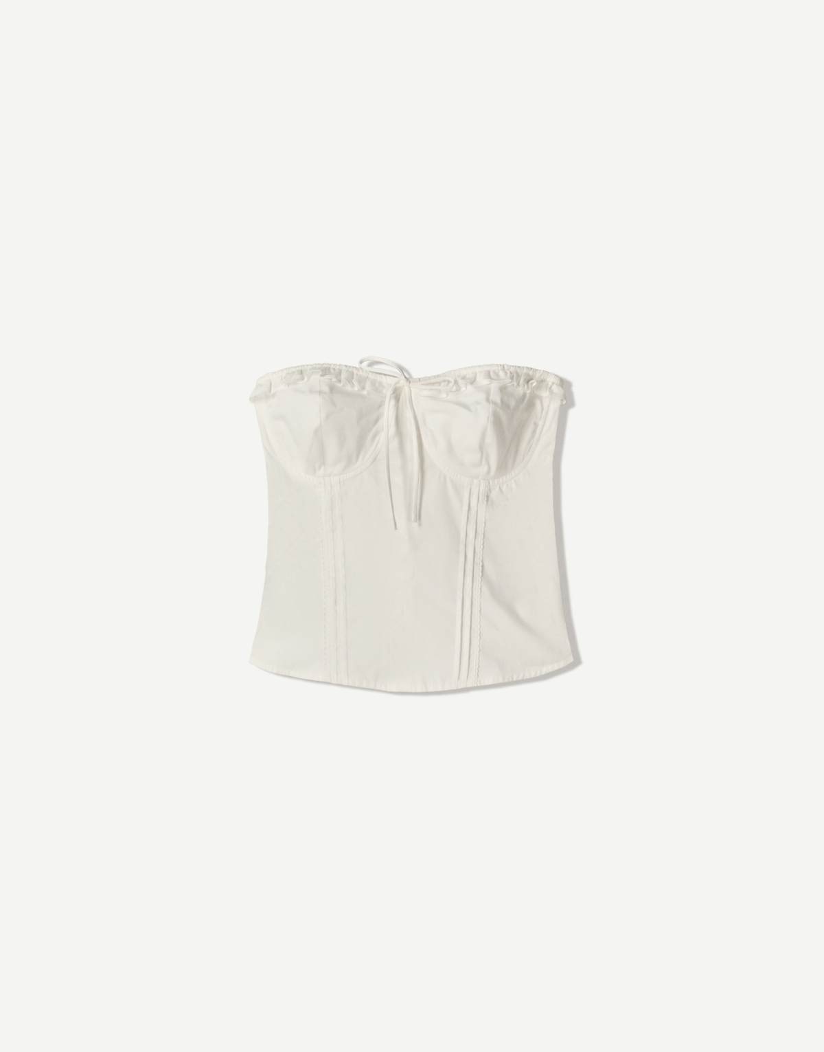 Bershka poplin bandeau top in white