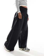 ASOS DESIGN jersey twill wide leg pants in stone