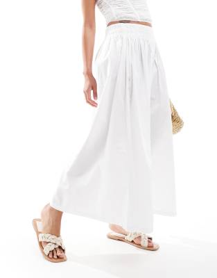 Bershka poplin maxi skirt in ecru