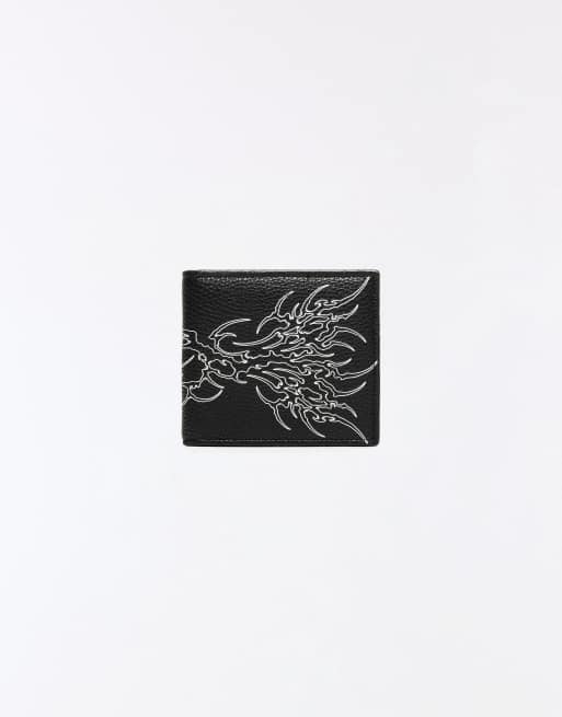 Bershka portafoglio stampato nero, 3 di 4