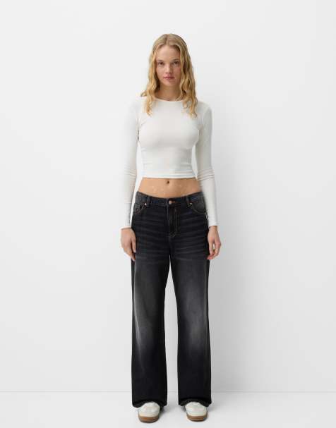 Bershka - Posede jeans i sort - view 1