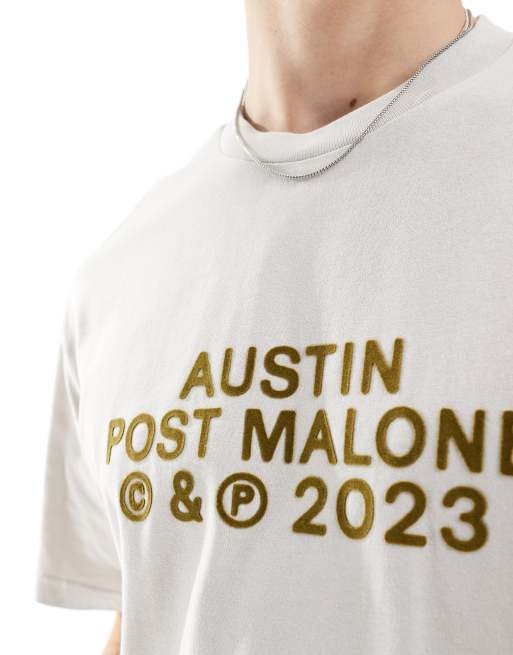Bershka – Post Malone – T-Shirt in Ecru mit Rückenaufdruck, 3 von 4