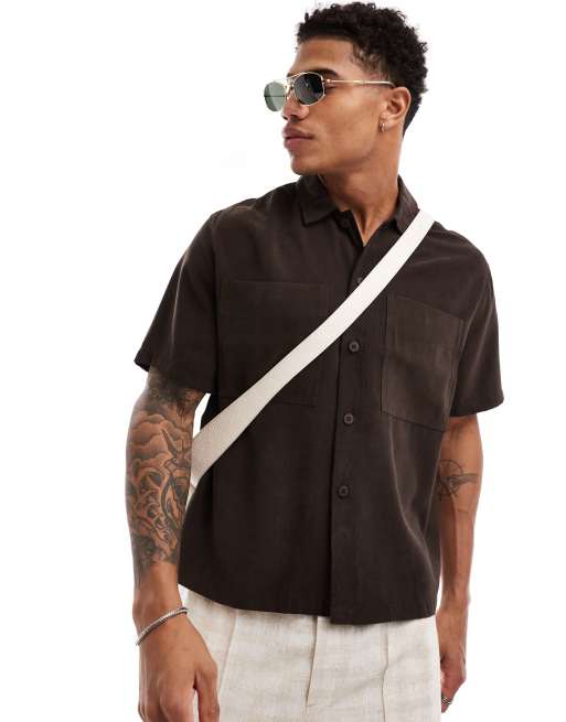 Bershka - Premium - Overhemd met zak in bruin