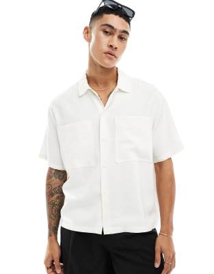 Bershka premium pocket shirt in white