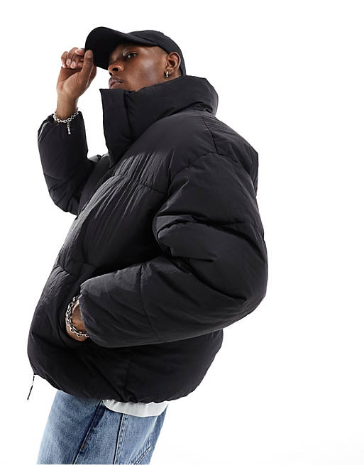Bershka premium puffer jacket in black | ASOS