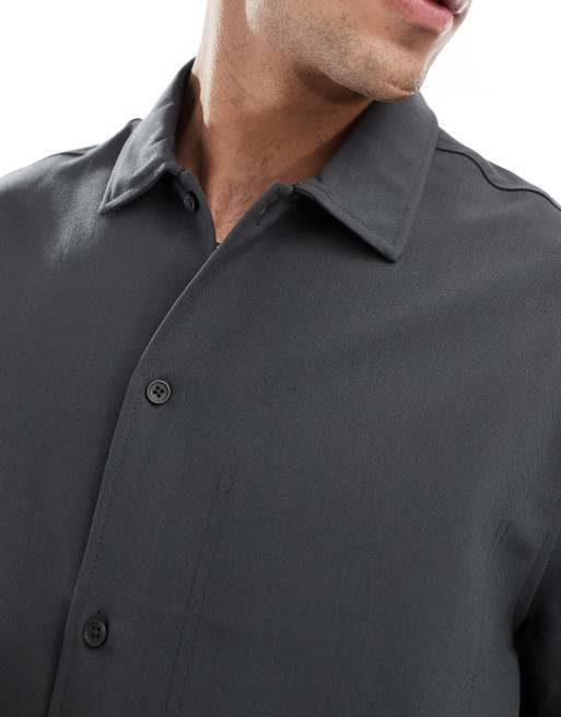 Bershka - Camicia premium antracite in coordinato