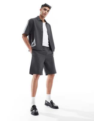 premium shorts in charcoal - part of a set-Gray