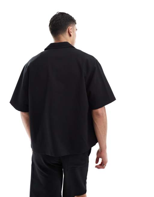 Bershka - Camicia premium nera in coordinato