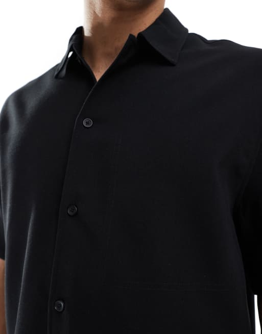 Bershka - Camicia premium nera in coordinato