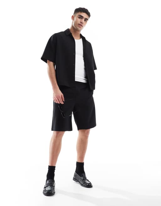 Bershka – Premium – Svarta shorts, del av set