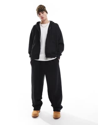 premium wide leg sweatpants in black - part of a set