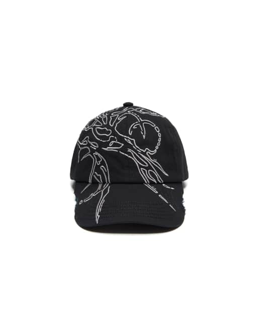 Bershka Print cap in black, 3 of 3