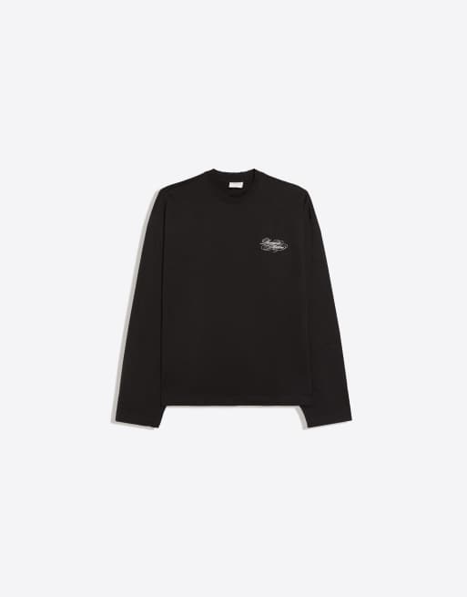 Bershka print long-sleeved t-shirt in washed grey, 6 of 6