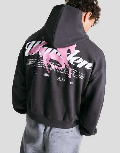 Bershka Printed hoodie in grey - view 1