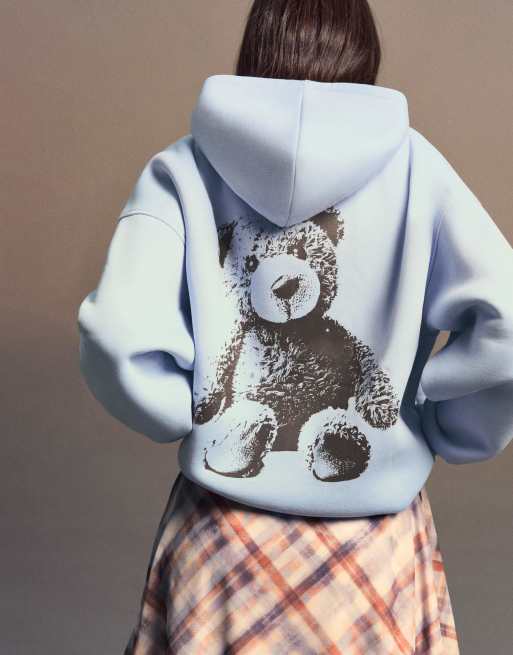 Bershka Printed hoodie in light yellow ASOS