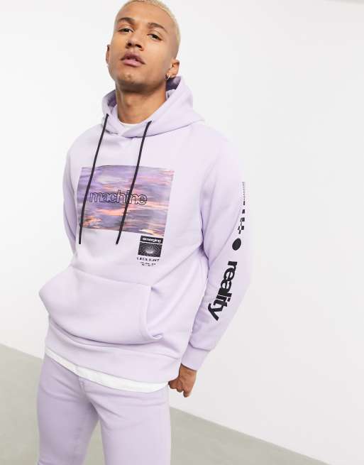 Bershka printed hoodie in lilac | ASOS