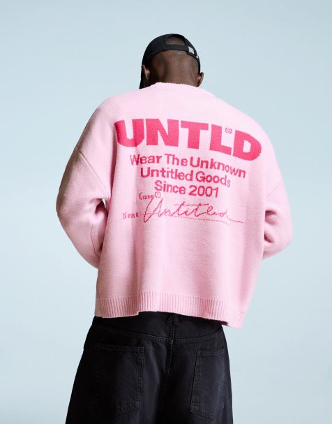 Bershka Printed jacquard sweater in pink - view 1