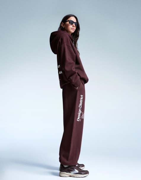 Bershka Printed joggers in black