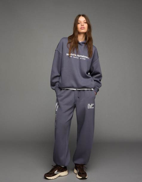 Bershka Printed joggers in grey - view 1