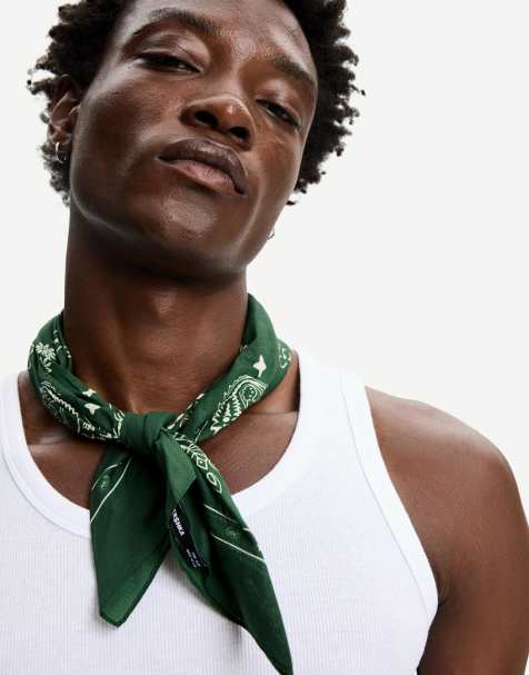 Bershka printed neckerchief in green - view 1