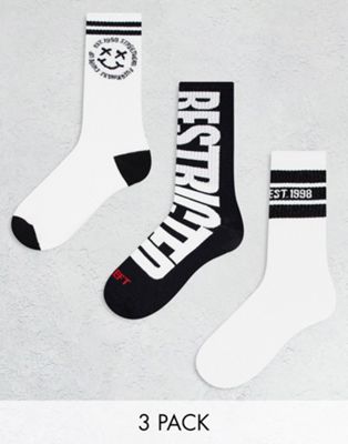 Bershka printed socks in white