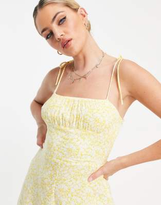 在庫あり 即納 ベルシュカ レディース ワンピース トップス Bershka Printed Strappy Romper In Yellow Yellow 大特価 Titanicgroup Com