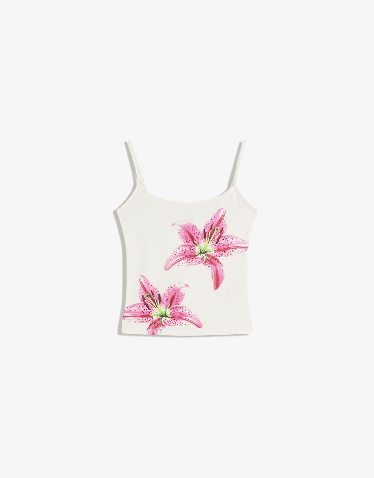 Bershka Printed strappy top in white