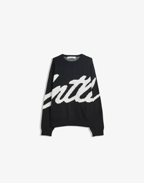Bershka Printed sweater in black - view 1