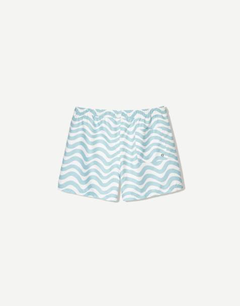 Bershka printed swimming trunks in light blue - view 1