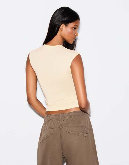 Bershka Printed top with split in yellow, 3 of 5