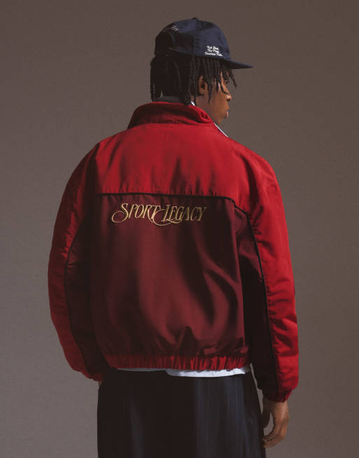 Bershka Printed zip-up jacket in red, 7 of 7