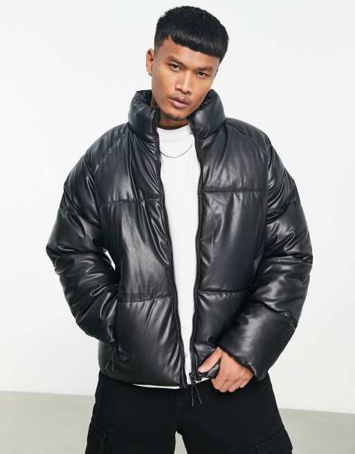 Pu best sale puffer jacket