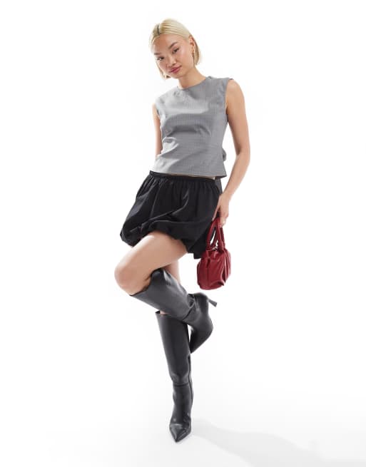 Bershka puffball mini skirt in black