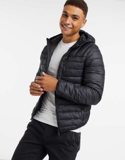 Bershka puffer jacket in black | ASOS