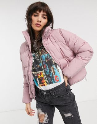 Bershka puffer jacket in pink | ASOS