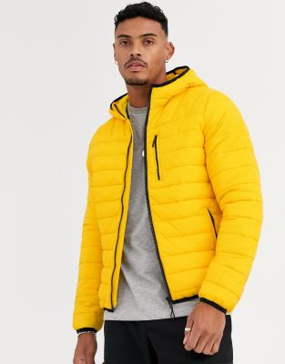 yellow puffer jacket with hood