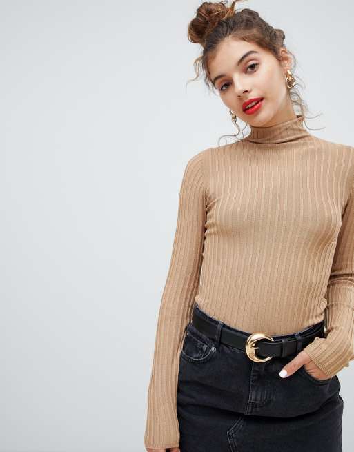 Bershka - Pull à col cheminée et côtes verticales