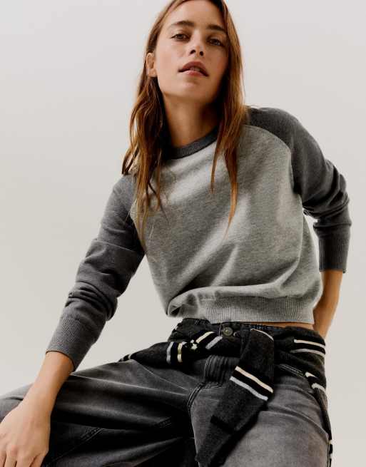 Bershka - Pull à col rond et manches raglan - Gris, 4 de 5