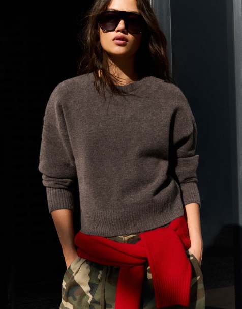 Bershka - Pull à col rond - Marron - view 1