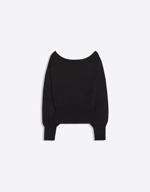 Bershka pull à encolure asymétrique noir, 5 de 5