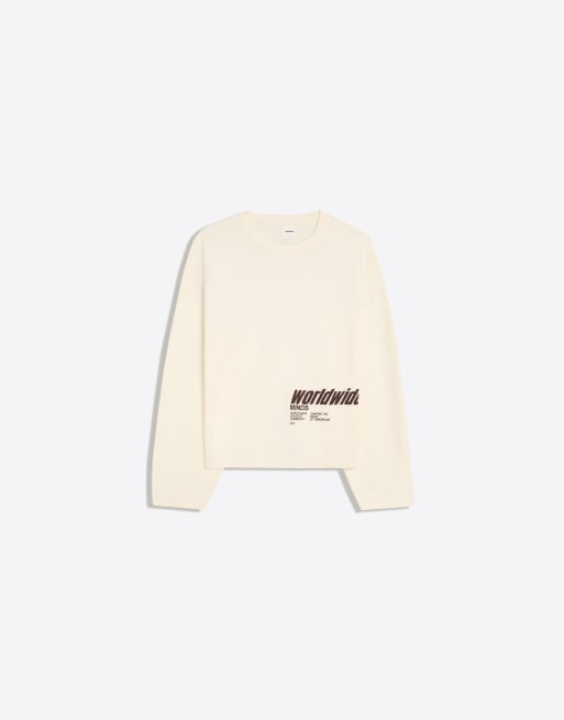 Bershka pull à imprimé texturé beige, 5 de 6