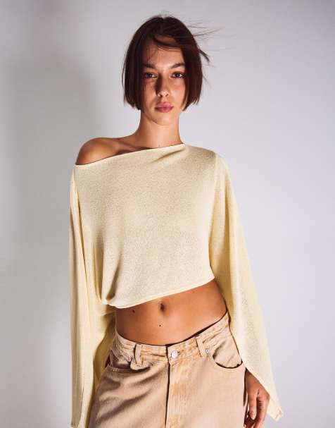 Bershka - Pull à manches longues avec cape - Sable - view 1