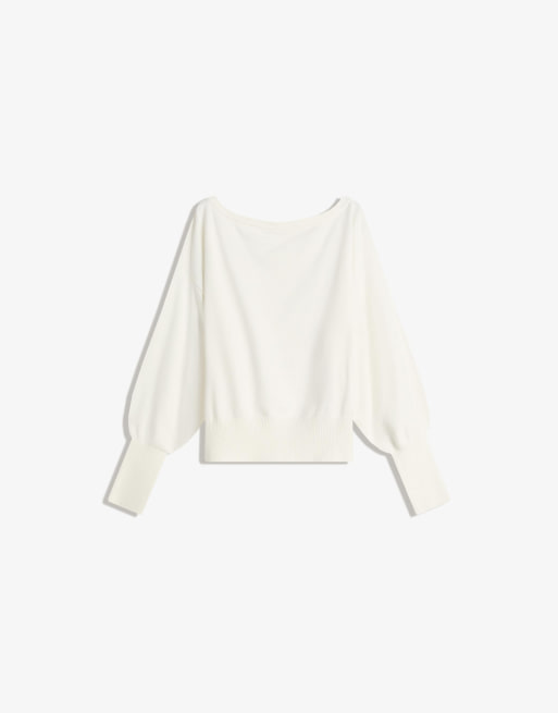 Bershka - Pull asymétrique à bord côtelé - Écru, 2 de 4