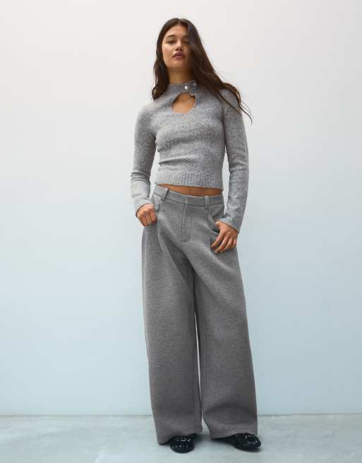 Bershka Pull col montant avec détail goutte en gris, 2 de 5