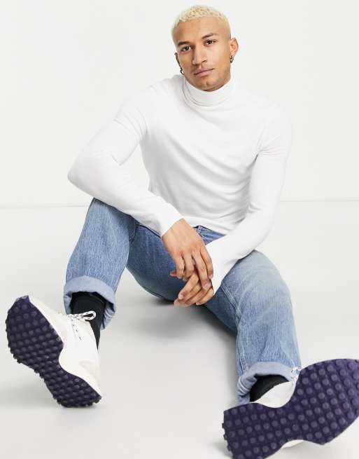 Bershka Pull col roule Blanc